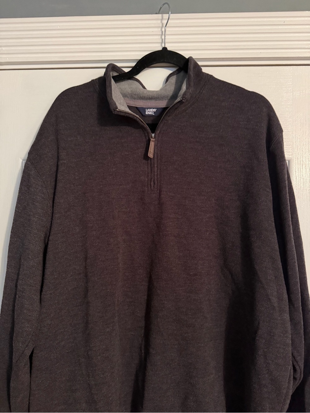 Lands' End Men's Half-Zip Sweater - Charcoal